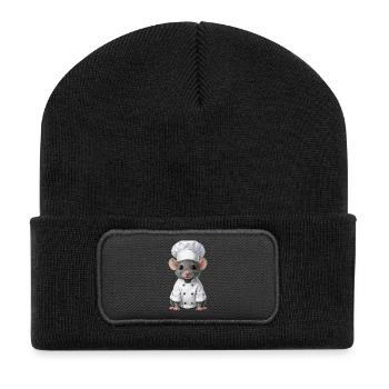 Süße Ratte Koch Restaurant Essen Kellner - Recycelte Patch Beanie - Schwarz - Vorne
