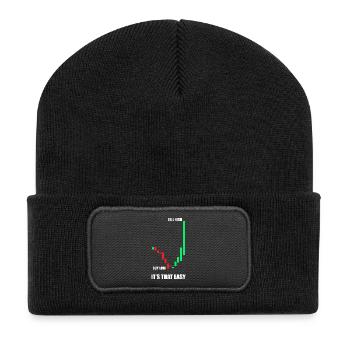 Buy low sell high Aktienmarkt Börse Trader - Recycelte Patch Beanie - Schwarz - Vorne