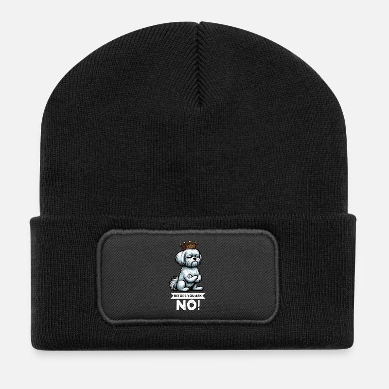 Before You Ask Malteser Malteserbesitzer Maltese - Recycelte Patch Beanie - Schwarz