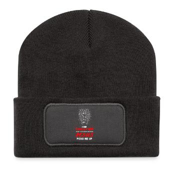 Typographie rouge de la foi chrétienne Jésus Sauveur - Beanie recyclé à patch - charbon - Devant