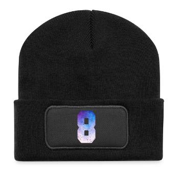 numéro 8 – Cadeau anniversaire 8 ans - Beanie recyclé à patch - noir - Devant