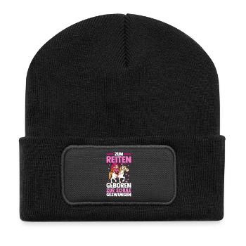 Reiten Pferdeliebhaber Reiterhof Pferde - Recycelte Patch Beanie - Schwarz - Vorne