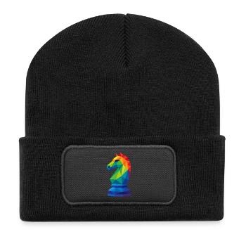 Low-Poly-Reiter: Taktische Meisterschaft - Recycelte Patch Beanie - Schwarz - Vorne
