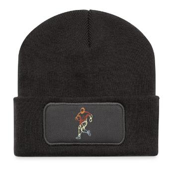 Rugby Player Drawing - Recycled Patch Beanie - dark grey - Front