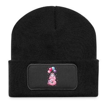3e anniversaire de la fille licorne mignonne 3e anniversaire - Beanie recyclé à patch - noir - Devant