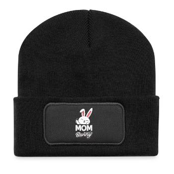 Joyeuse Pâques, douce chasse aux œufs du lapin, œufs de Pâques - Beanie recyclé à patch - noir - Devant