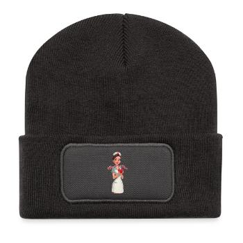 Pflegen mit Herz - Recycelte Patch Beanie - Dunkelgrau - Vorne