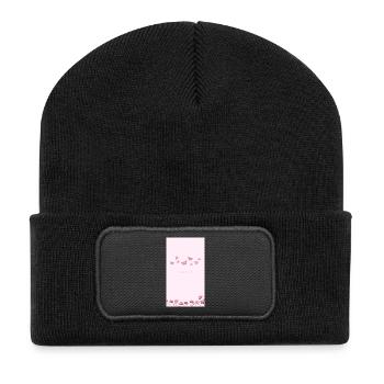 Pink Watercolor Blossom Bouquet - Recycled Patch Beanie - black - Front