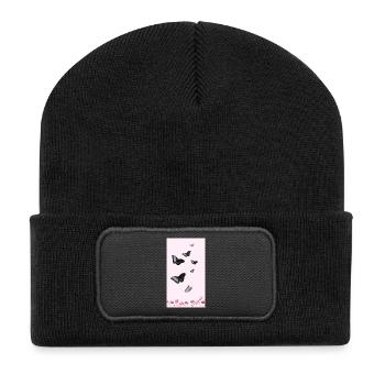 Pink Watercolor Blossom Bouquet - Recycled Patch Beanie - black - Front