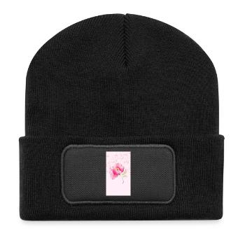Bouquet de fleurs aquarelles roses - Beanie recyclé à patch - noir - Devant