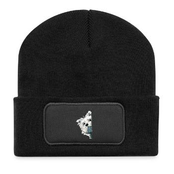 Westie Terrier Spieur Mignon Amoureux des Chiens Produits dérivés - Beanie recyclé à patch - noir - Devant