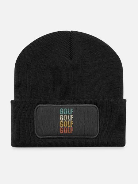 Golf Dad Father Papa Daddy Vintage Golfer Gift - Recycled Patch Beanie - black