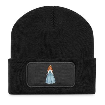 Prinzessin im Eiskristallkleid - Recycelte Patch Beanie - Schwarz - Vorne