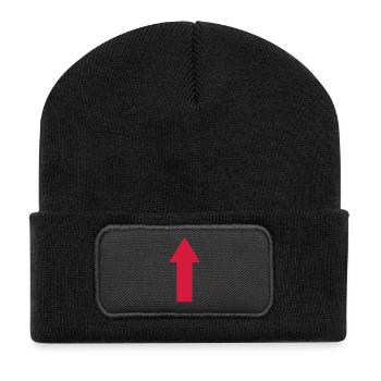 Pfeil - Recycelte Patch Beanie - Schwarz - Vorne