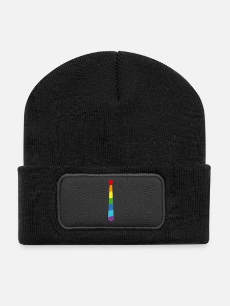 Regenbogen Krawatte - Fahne - Flagge - Gay Pride - Recycelte Patch Beanie - Schwarz