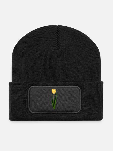 tulipe jaune - Beanie recyclé à patch - noir