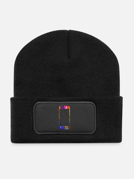 Mobile phone with heart - Recycled Patch Beanie - black