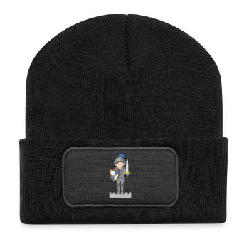 Ritter auf Burg - Recycelte Patch Beanie - Schwarz - Vorne