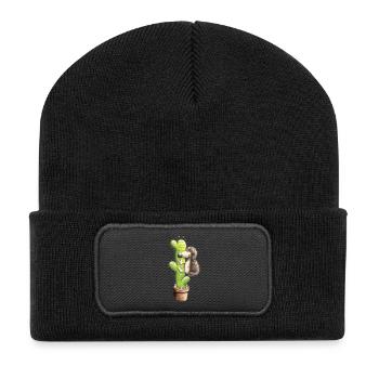 Igel in Love - Recycelte Patch Beanie - Schwarz - Vorne