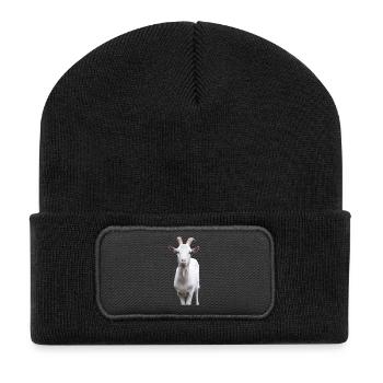 Portrait de chèvre de montagne blanche - Beanie recyclé à patch - noir - Devant