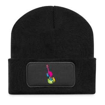 violon coloré stylisé avec clé de violon - Beanie recyclé à patch - noir - Devant