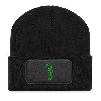 Hippocampe Géométrique Verte - Beanie recyclé à patch - noir - Devant