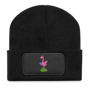 Flamingo Skater Skateboard - Beanie recyclé à patch - noir - Devant