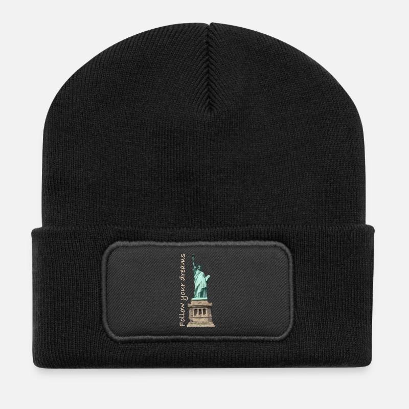 Follow your dreams - Recycelte Patch Beanie - Schwarz