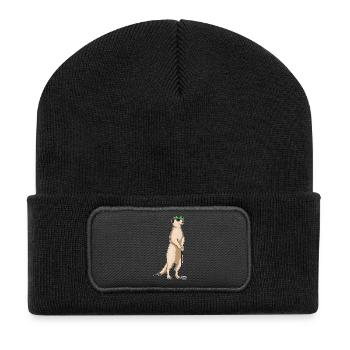 Erdmännchen Golf Golfschläger - Recycelte Patch Beanie - Schwarz - Vorne