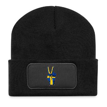 Sweden Flag Peace Victory Symbol - Recycled Patch Beanie - black - Front