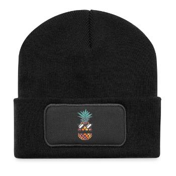 Sommer - Recycelte Patch Beanie - Schwarz - Vorne