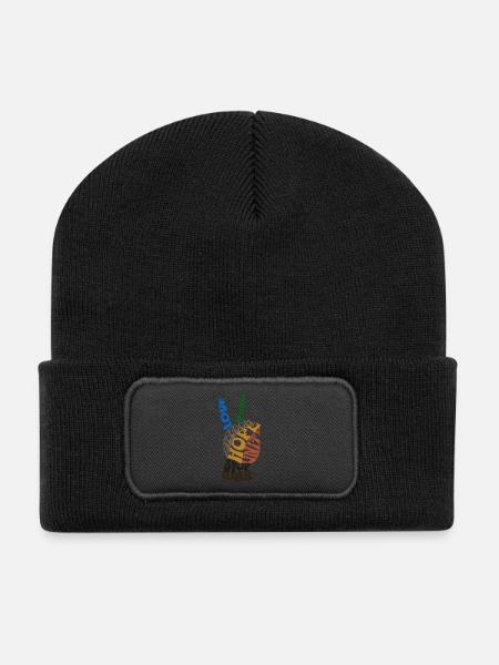 Vibrating Message Freedom Design - Recycled Patch Beanie - black