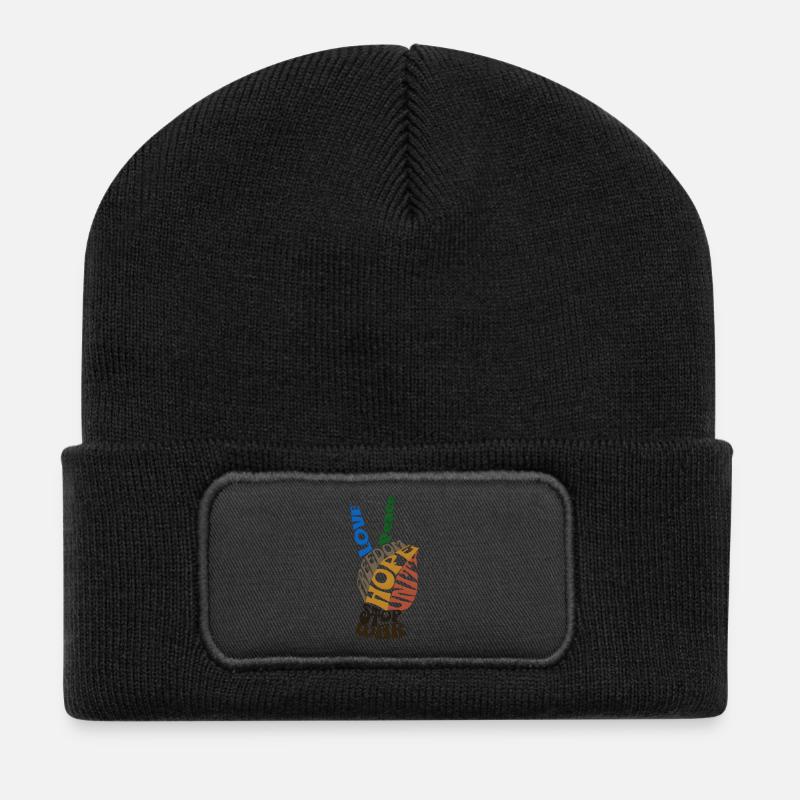 Vibrating Message Freedom Design - Recycled Patch Beanie - black