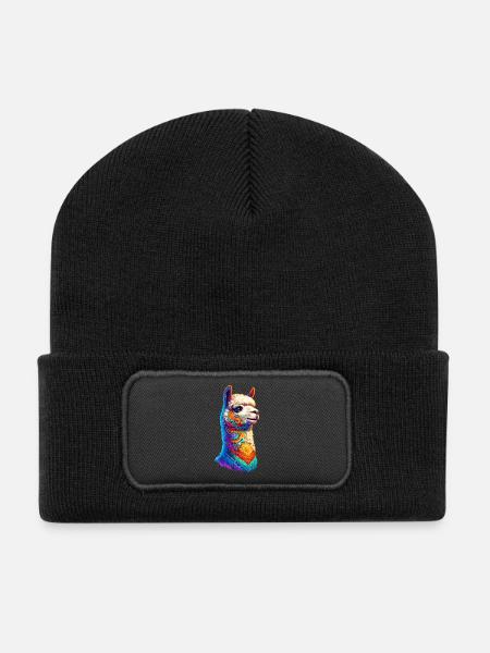 Alpaka - Recycelte Patch Beanie - Schwarz