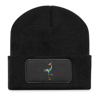 Lustiger Vogel - Recycelte Patch Beanie - Schwarz - Vorne