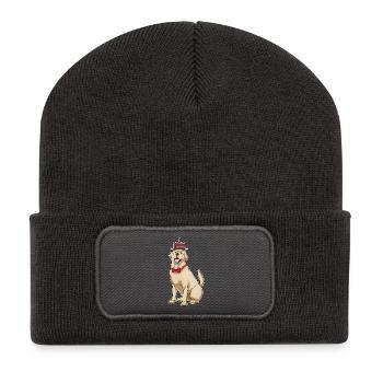 Gâteau d’anniversaire du Labrador - Beanie recyclé à patch - charbon - Devant