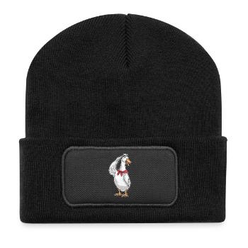 Chapeau marin canard - Beanie recyclé à patch - noir - Devant