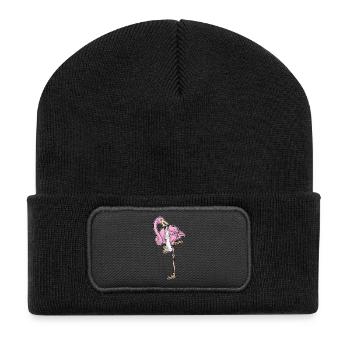 Flamingo Chess Piece King Chess - Beanie recyclé à patch - noir - Devant