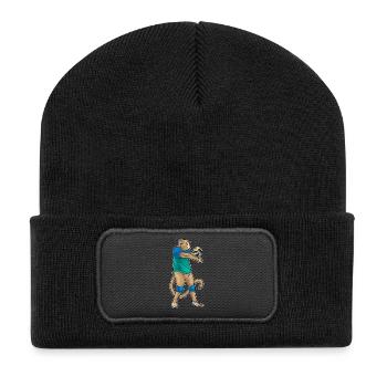 Affe Volleyballspieler Volleyball - Recycelte Patch Beanie - Schwarz - Vorne