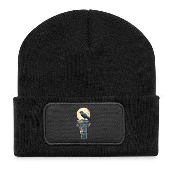 Rabe - Recycelte Patch Beanie - Schwarz - Vorne