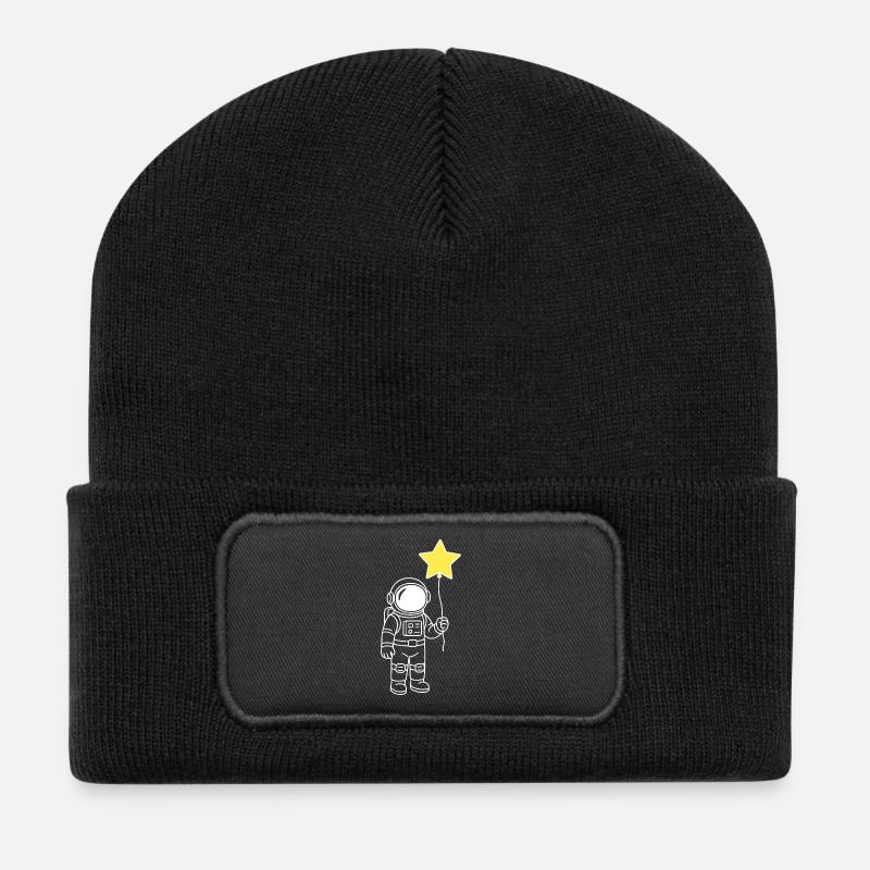 Astronaute avec ballon étoile – Œuvre d’art de l’espace - Beanie recyclé à patch - noir