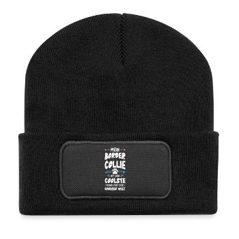 Dicton de chien Border Collie - Beanie recyclé à patch - noir - Devant