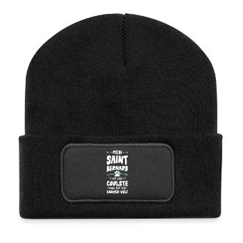 Saint Bernard Dog Saying - Recycled Patch Beanie - black - Front