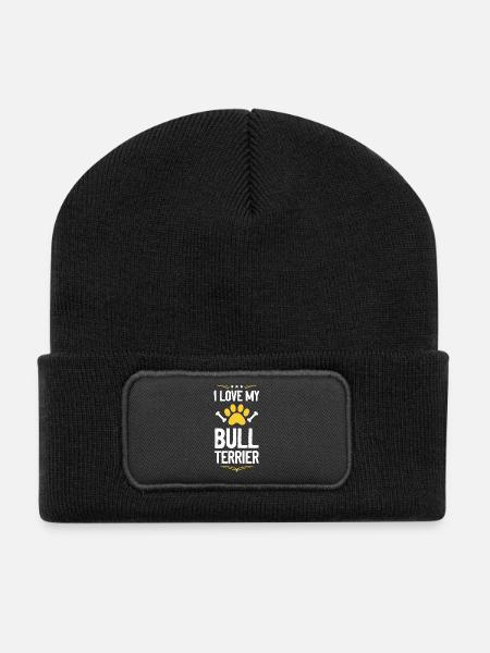 Ich liebe meinen Bullterrier - Recycelte Patch Beanie - Schwarz