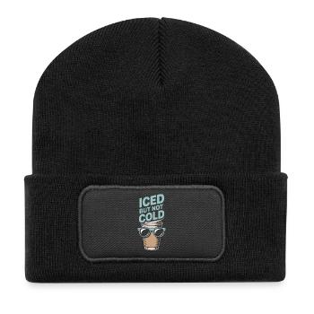Iced But Not Cold Eiskaffee Humor Barista - Recycelte Patch Beanie - Schwarz - Vorne