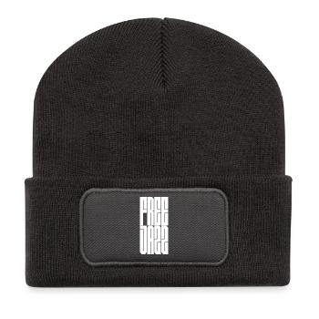 Art géométrique en grille de jazz libre - Beanie recyclé à patch - charbon - Devant