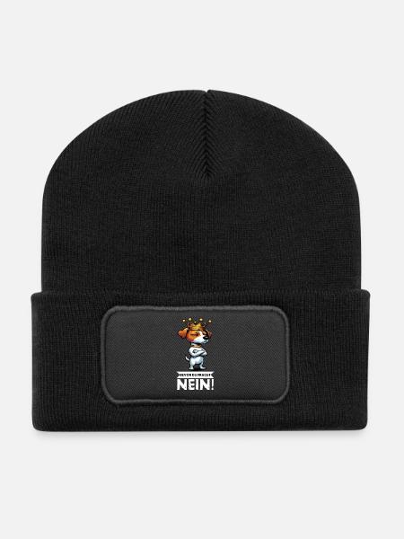Bevor du Fragst Jack Russel terrier Jackie Terrier - Recycelte Patch Beanie - Schwarz