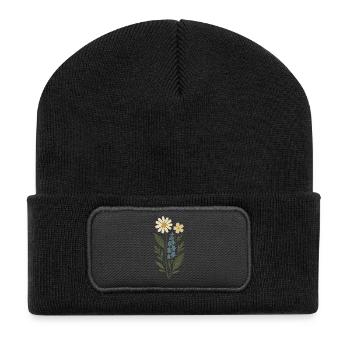 Daisy Lavendel Blumencollage - Recycelte Patch Beanie - Schwarz - Vorne