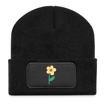 Esthétique botanique minimaliste de fleurs simples et mignonnes - Beanie recyclé à patch - noir - Devant