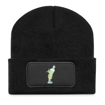Llama with a large school cone - Recycled Patch Beanie - black - Front